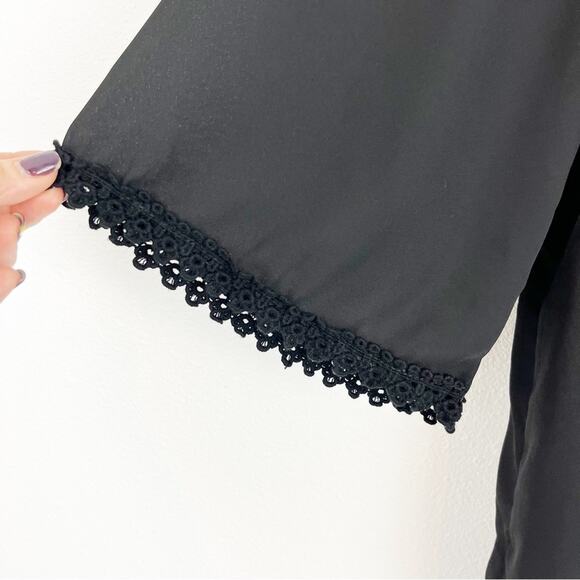 Torrid Top Sheer Black Deep V Drawstring Wide 3/4 Length Sleeve 4X - Picture 6 of 10